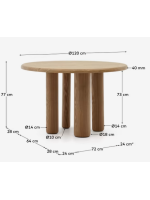 ASSUAN table Ø 120 cm en bois de frêne naturel