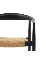 EGIDE in beige rope and teak wood black finish chair with armrests inside and outside armchair