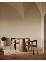 EGIDE in beige rope and teak wood black finish chair with armrests inside and outside armchair