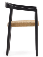 EGIDE in beige rope and teak wood black finish chair with armrests inside and outside armchair