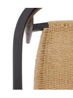 EGIDE in beige rope and teak wood black finish chair with armrests inside and outside armchair