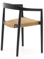 EGIDE in beige rope and teak wood black finish chair with armrests inside and outside armchair