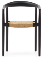 EGIDE in beige rope and teak wood black finish chair with armrests inside and outside armchair