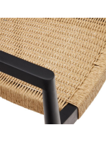 EGIDE in beige rope and teak wood black finish chair with armrests inside and outside armchair