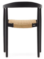 EGIDE in beige rope and teak wood black finish chair with armrests inside and outside armchair