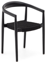 ANTER en corde noir et bois de teak finition noire chaise avec accoudoirs fauteuil intérieur et extérieur