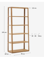 DALDA 90x193 h cm bookcase in solid natural oak wood