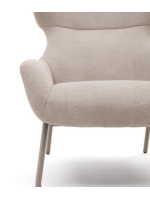 GANIA armchair with footrest in beige chenille and beige metal legs home design