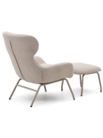 GANIA fauteuil avec repose-pieds en chenille beige et pieds en métal beige home design