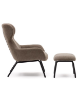 REGAL fauteuil avec repose-pieds en chenille marron clair et pieds en métal noir home design