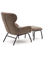 REGAL fauteuil avec repose-pieds en chenille marron clair et pieds en métal noir home design