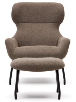 REGAL fauteuil avec repose-pieds en chenille marron clair et pieds en métal noir home design