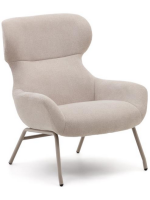 BELA poltrona in ciniglia beige e gambe in metallo beige design casa