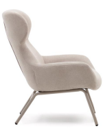 BELA poltrona in ciniglia beige e gambe in metallo beige design casa