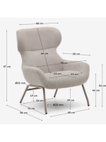 BELA poltrona in ciniglia beige e gambe in metallo beige design casa