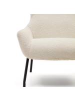 CARDINA poltrona in eco shearling bianco e gambe in metallo nero design casa