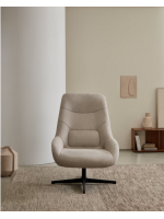 AZTECA swivel armchair in beige chenille and black steel