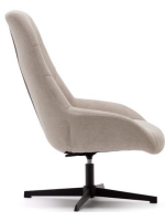 AZTECA swivel armchair in beige chenille and black steel