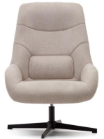 AZTECA swivel armchair in beige chenille and black steel