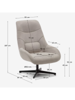 AZTECA sillón giratorio de chenilla beige y acero negro
