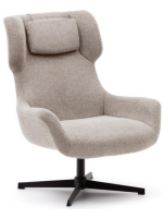 MULDAR Swivel armchair in chenille choice of color and black steel