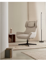 MULDAR Swivel armchair in chenille choice of color and black steel