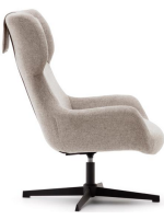 MULDAR Swivel armchair in chenille choice of color and black steel