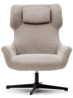 MULDAR Swivel armchair in chenille choice of color and black steel