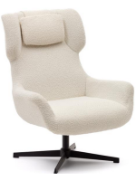 RIZZ Swivel armchair in shearling and black steel