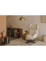 RIZZ Fauteuil pivotant en shearling et acier noir