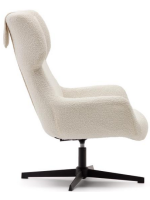 RIZZ Swivel armchair in shearling and black steel