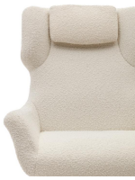 RIZZ poltrona girevole in eco-shearling bianco e acciaio nero