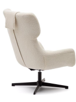 RIZZ Swivel armchair in shearling and black steel