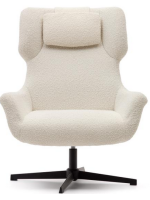 RIZZ Swivel armchair in shearling and black steel