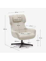 RIZZ Swivel armchair in shearling and black steel