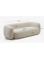 BANDO 3 Sitzer Sofa 240 cm aus ecrufarbenem Lammfell