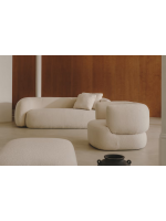 BANDO pouf en tissu shearling écru design casa