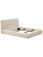 BANDO double bed with removable cover in ecru shearling fabric for 160x200 cm mattress