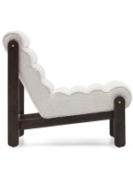 FILI fauteuil en bois de chêne massif finition noire et tissu éco-shearling blanc