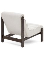 FILI fauteuil en bois de chêne massif finition noire et tissu éco-shearling blanc