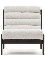 FILI fauteuil en bois de chêne massif finition noire et tissu éco-shearling blanc