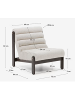 FILI Sillón de madera maciza de roble acabado negro y tejido de borreguito ecológico blanco.