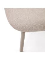 BELA Beiger Chenille Fußhocker und beige Metallbeine im Wohndesign