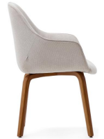 DOGER chair with chenille armrests and solid ash wood legs with walnut finish