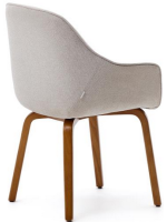 DOGER chair with chenille armrests and solid ash wood legs with walnut finish