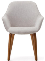 DOGER chair with chenille armrests and solid ash wood legs with walnut finish