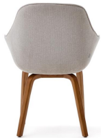 DOGER chair with chenille armrests and solid ash wood legs with walnut finish