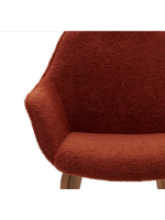 ALVIREX chair with shearling armrests of your choice of color and solid ash wood legs with walnut finish