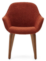 ALVIREX chair with shearling armrests of your choice of color and solid ash wood legs with walnut finish