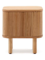 BELAMO 50x55h cm bedside table with 2 sliding doors in ash veneer natural finish with slatted effect